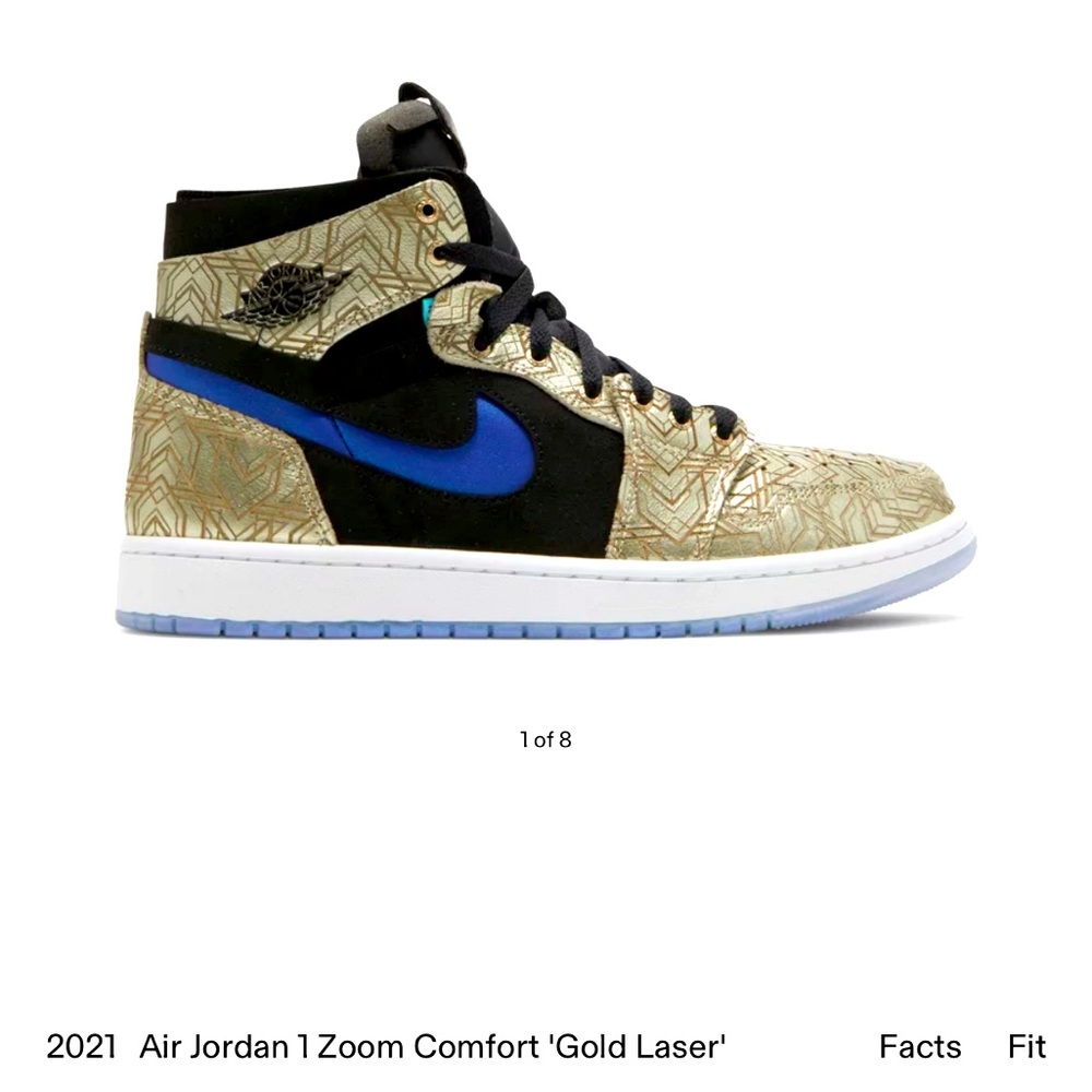 NEW Authentic Air Jordan 1 High Zoom Gold Laser 
Size 6
Gold Blue